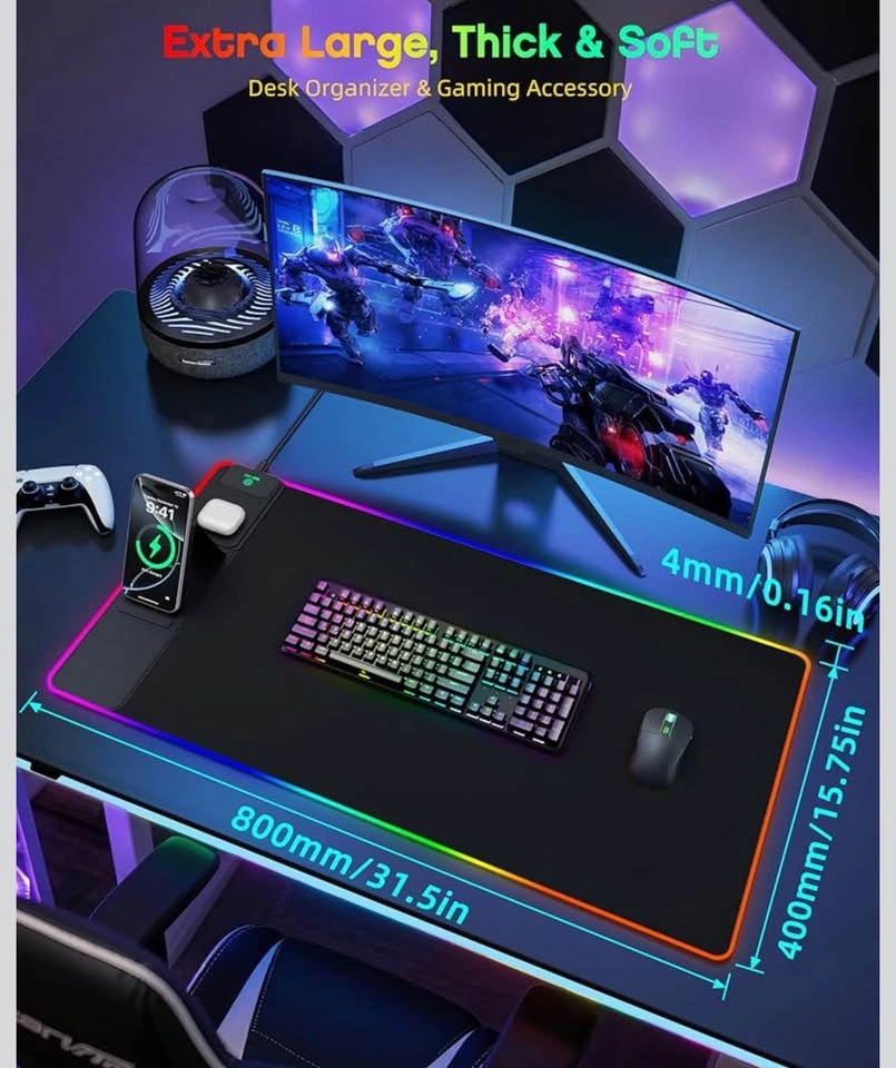 RGB Gaming Mouse Pad with Charging & No Adapter (31.5"x15.8") - photo 5