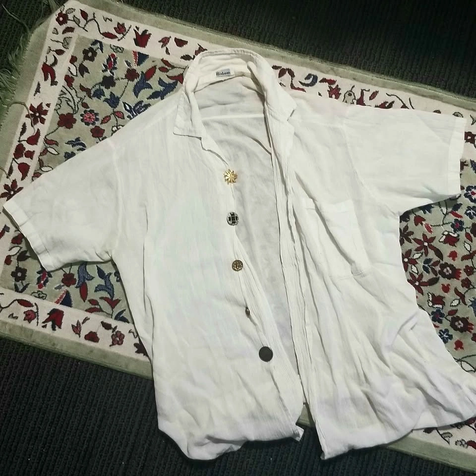 One of a Kind Sheer Celestial Button Up