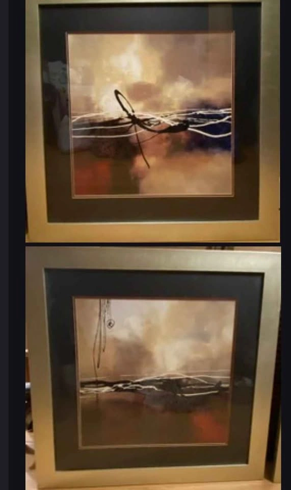 Set of 2 Symphony in Red & Khaki Framed Art Prints
