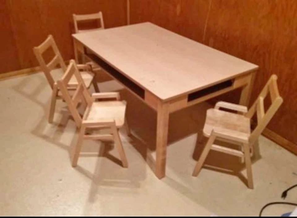Large Children Solid Pine Table with 4 Chairs