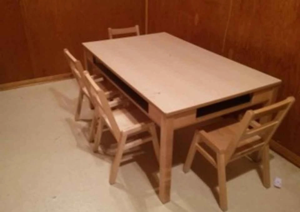 Large Children Solid Pine Table with 4 Chairs - photo 2