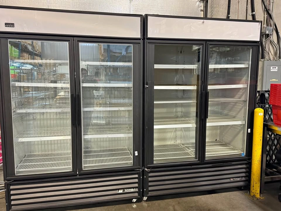 True Commercial Glass Door Freezer and Matching Cooler