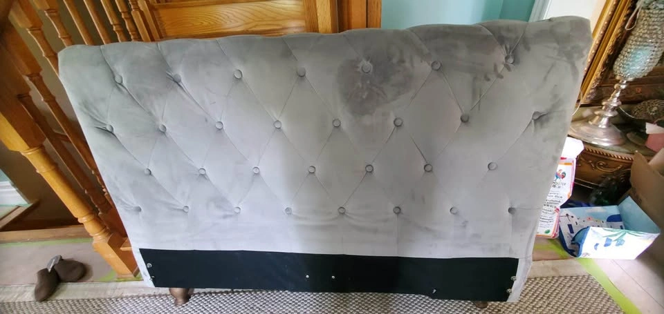 Queen Grey Tufted Velvet Headboard