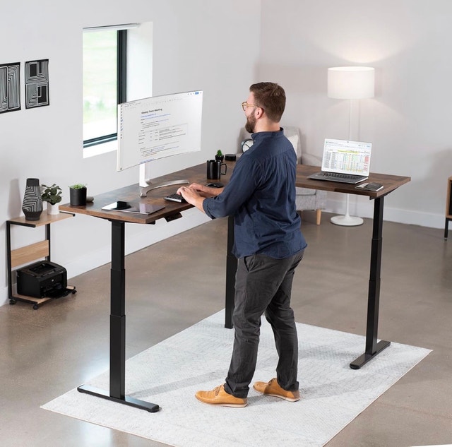 New VIVO Electric Adjustable Corner Sit Stand Desk Frame