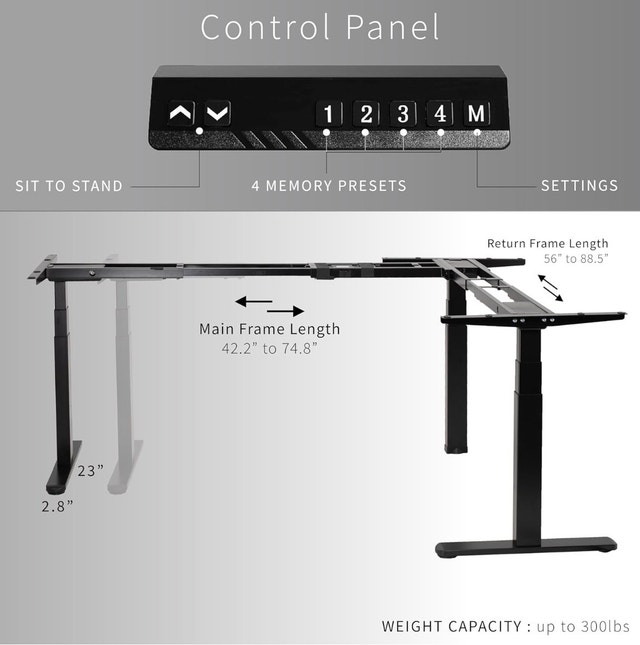 New VIVO Electric Adjustable Corner Sit Stand Desk Frame - photo 3