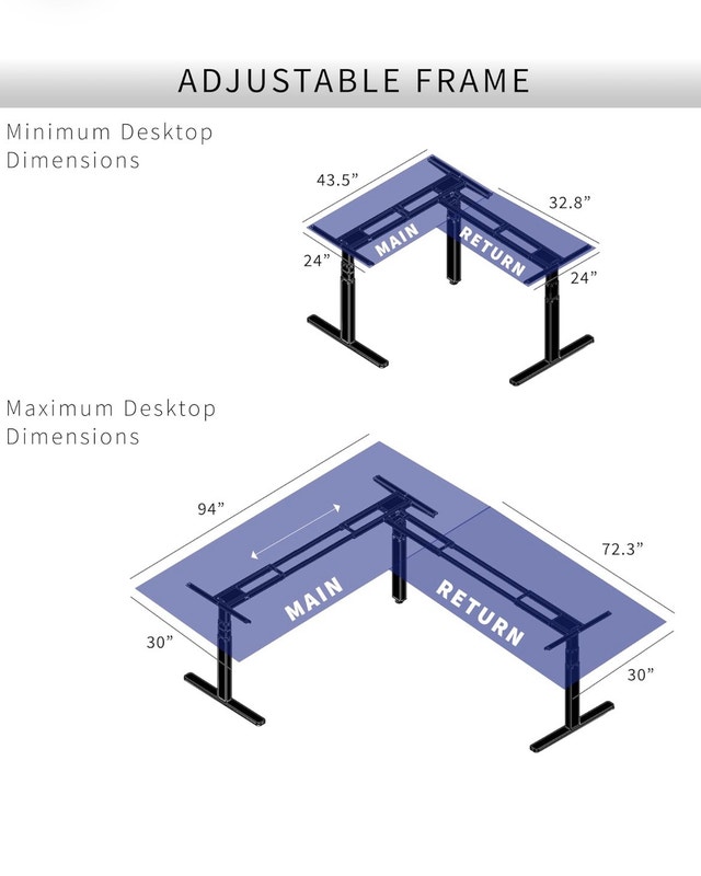 New VIVO Electric Adjustable Corner Sit Stand Desk Frame - photo 4