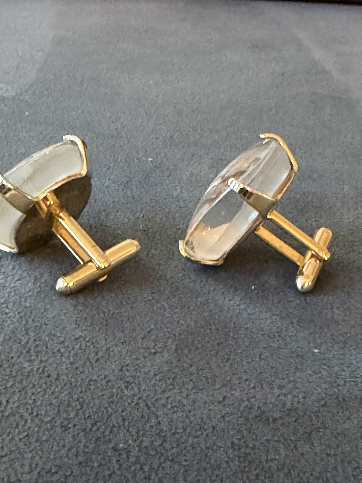 Gold Plated Oval Brown Agate Cameo Men’s Cufflinks Bullet Back P - photo 2