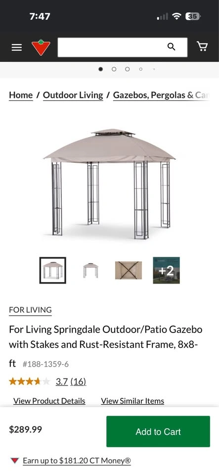 8ft x 8ft Crawford Gazebo top replacement only - photo 2