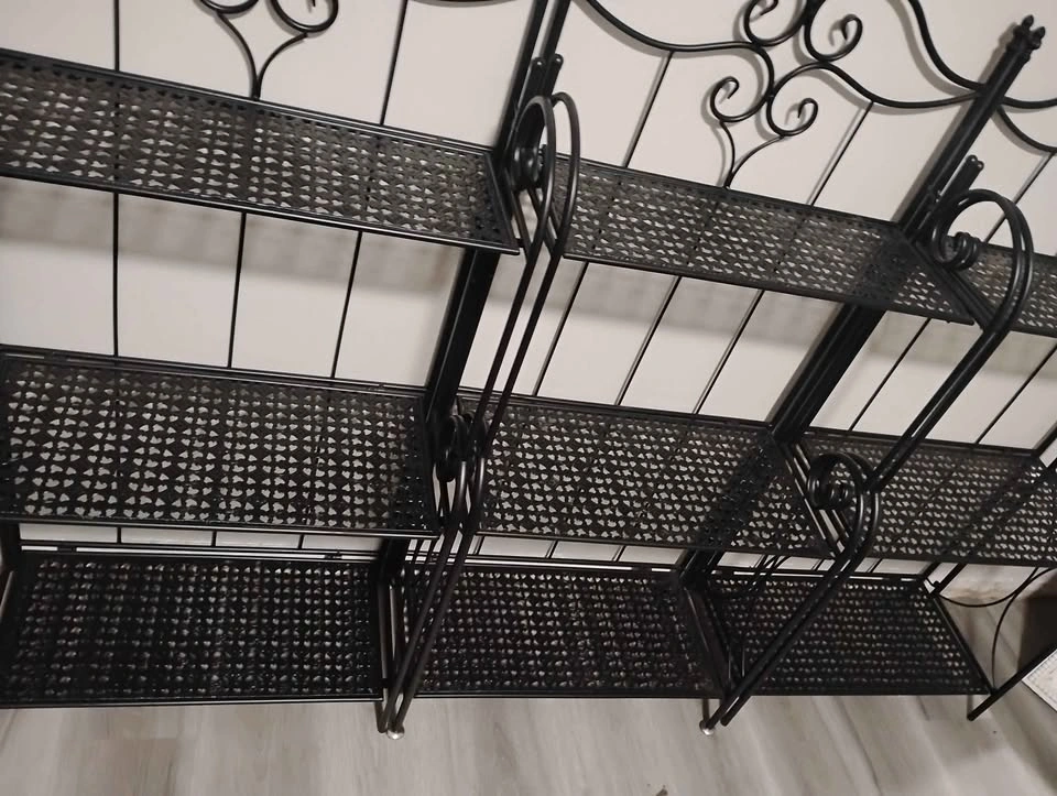 Set of 3 Black Wrought Iron 3-Tier Shelving Units - photo 3
