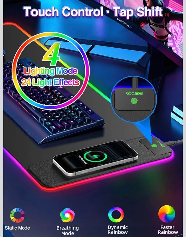 Wireless Charger RGB Gaming Mouse Pad (31.5'' x 11.8'') - photo 4