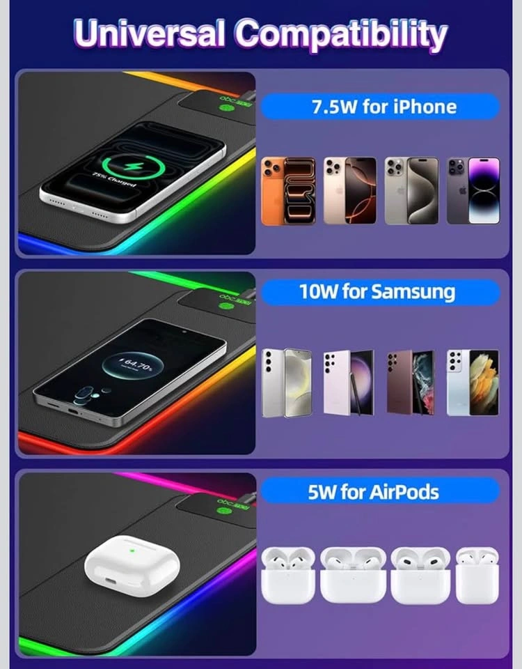Wireless Charger RGB Gaming Mouse Pad (31.5'' x 11.8'') - photo 5