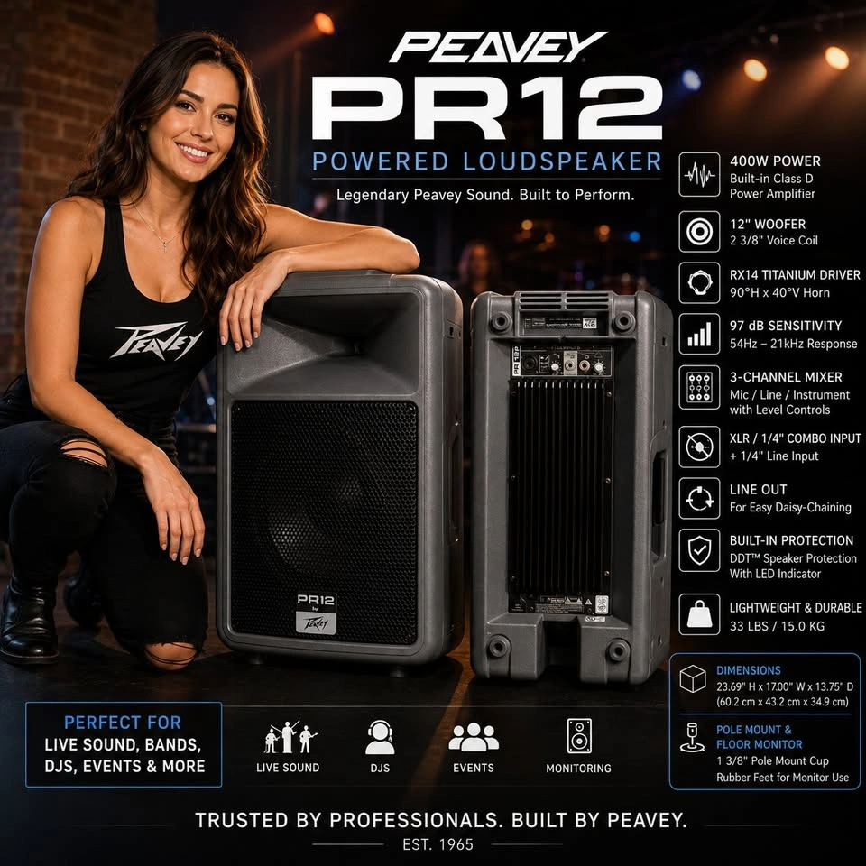 Peavey PR12 Powered Two-Way PA Speaker / Monitor