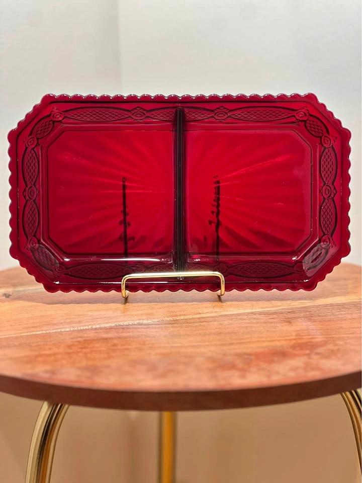 Avon 1876 Cape Cod Ruby Red Glass Divided Dish – Vintage