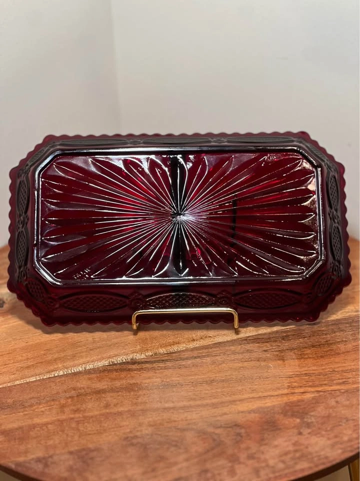 Avon 1876 Cape Cod Ruby Red Glass Divided Dish – Vintage - photo 2