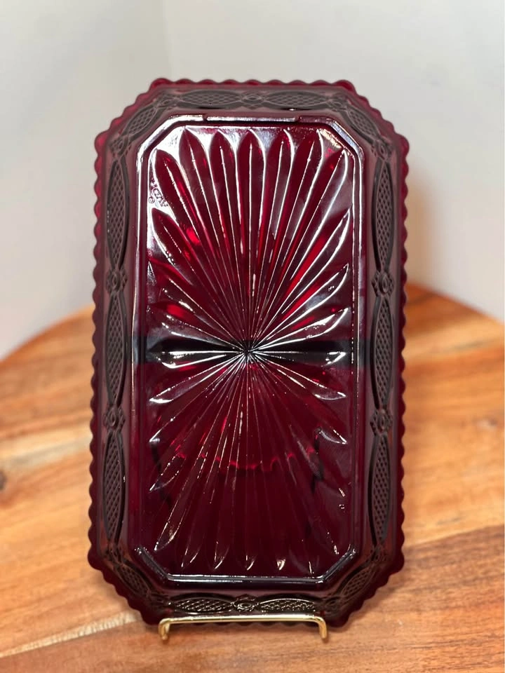 Avon 1876 Cape Cod Ruby Red Glass Divided Dish – Vintage - photo 4