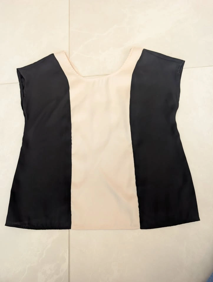Love 21 Colorblock Chiffon Blouse Black Cream XS - photo 4
