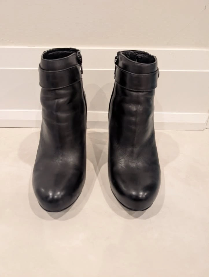 Nine West Gowithito Women's Black Leather High Heeled Boots 7.5M - photo 2