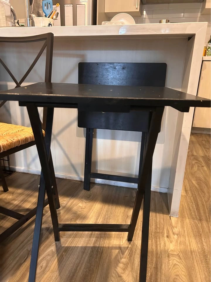 2 Black folding TV tray tables - photo 2