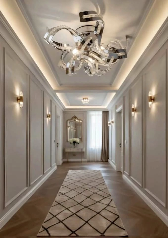 Elegant Spiral Chrome Finished Crystal Chandelier