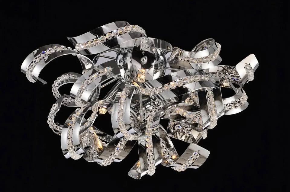 Elegant Spiral Chrome Finished Crystal Chandelier - photo 2