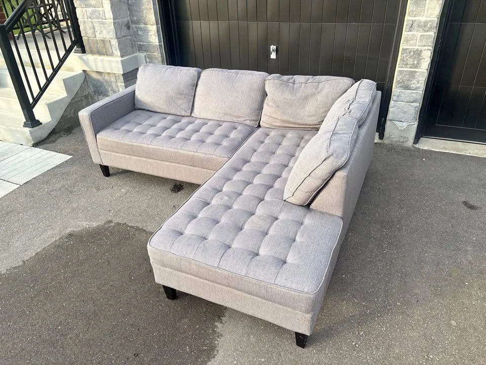 Large Grey Sectional Sofa with Chaise - Free Delivery