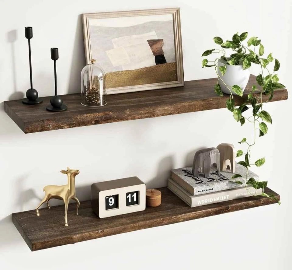 Live Edge Floating Shelves 36x9.2 in Reclaimed Elm Wood