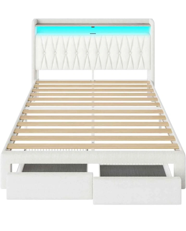 Rolanstar Queen Bed Frame with Drawers and LED Lights - photo 2
