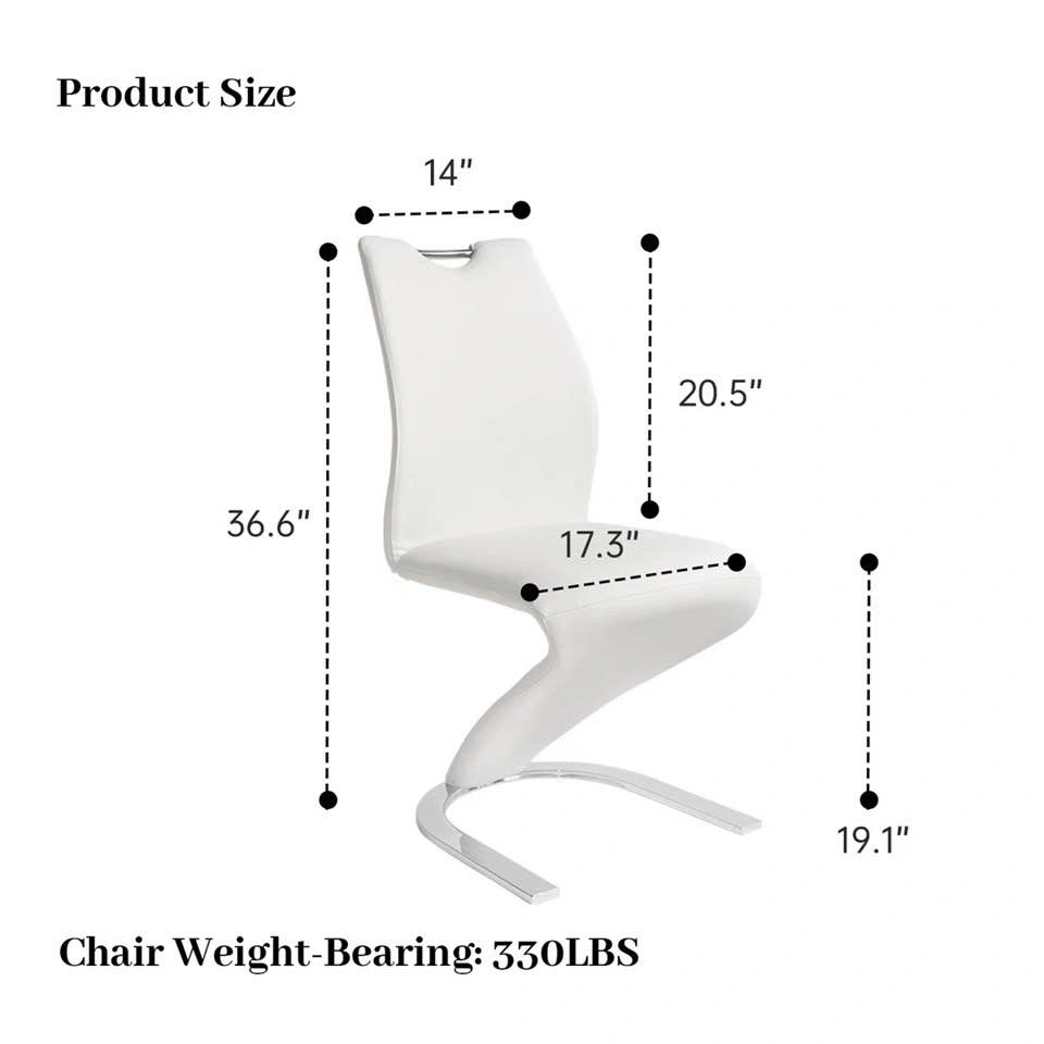 Set of 2 White Z-Shaped Faux Leather Dining Chairs - photo 2