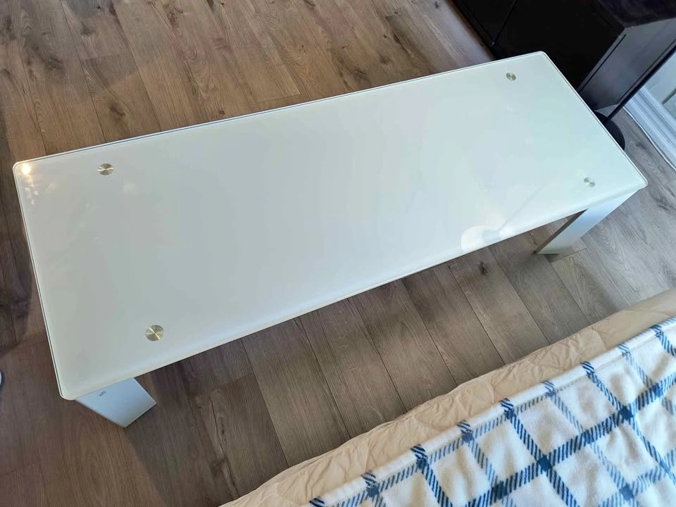 White Glass Top Coffee Table
