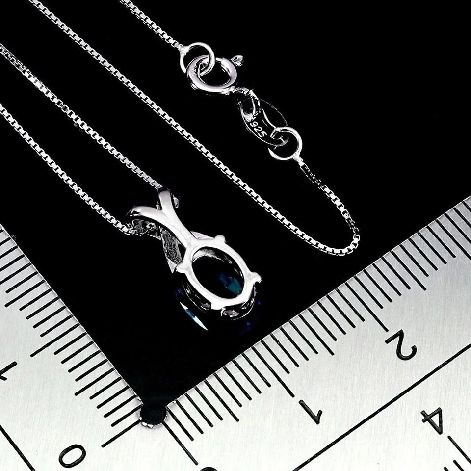 London Blue Topaz Pendant Necklace in 14K White Gold Plated - photo 3