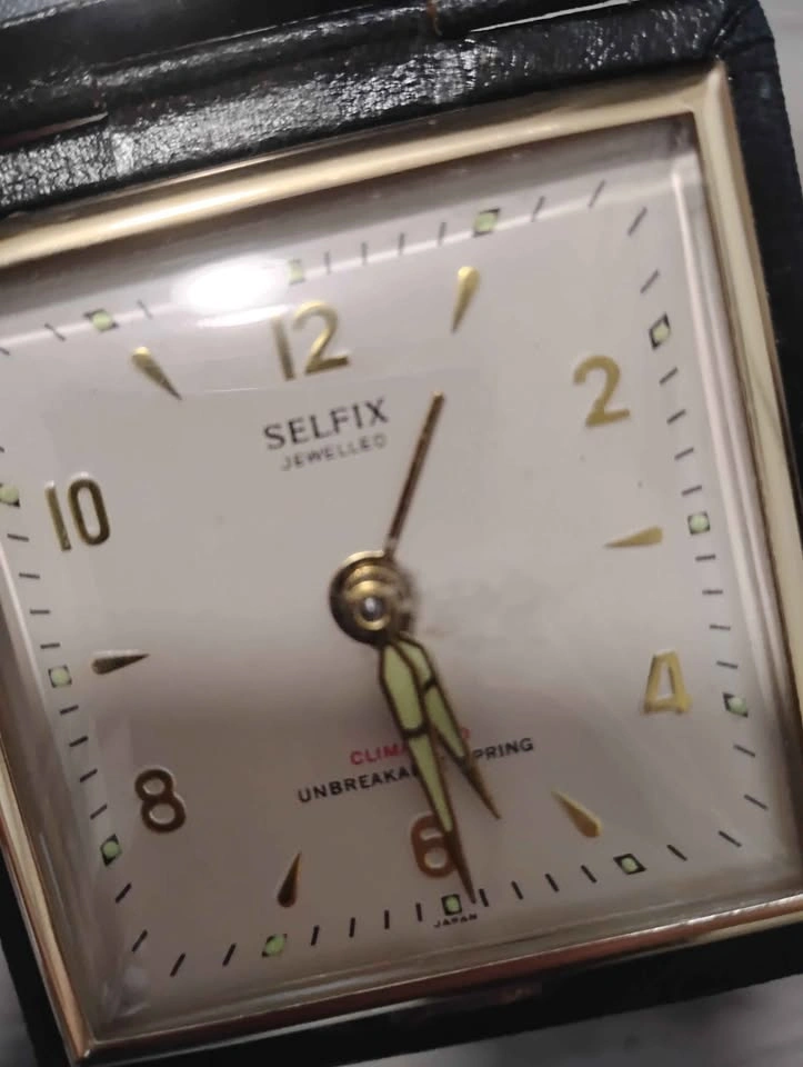 Vintage Selfix Travel Clock & Gold/Silver Chains - photo 2