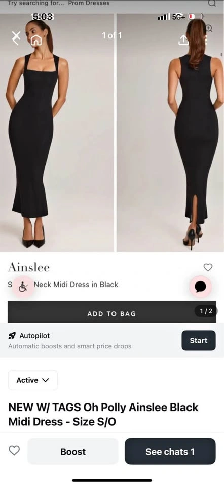 Ainslee Square Neck MIDI Dress in Black from Oh Polly - Size 0