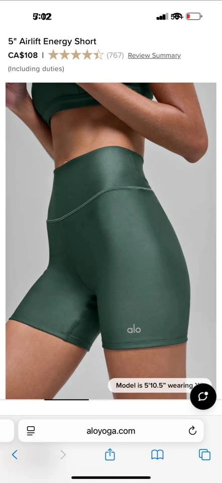 Women’s Alo Yoga 5” Airlift Energy Short XS