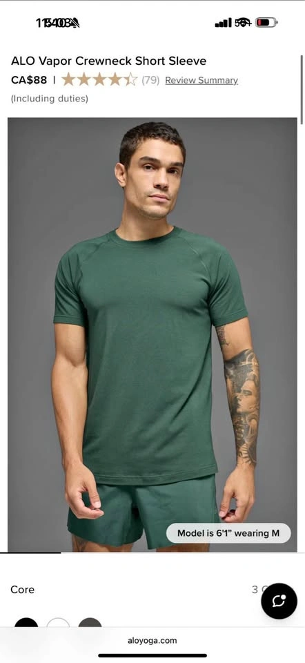 Men’s Alo Vapor Crewneck Tee in Green - Medium - Brand new