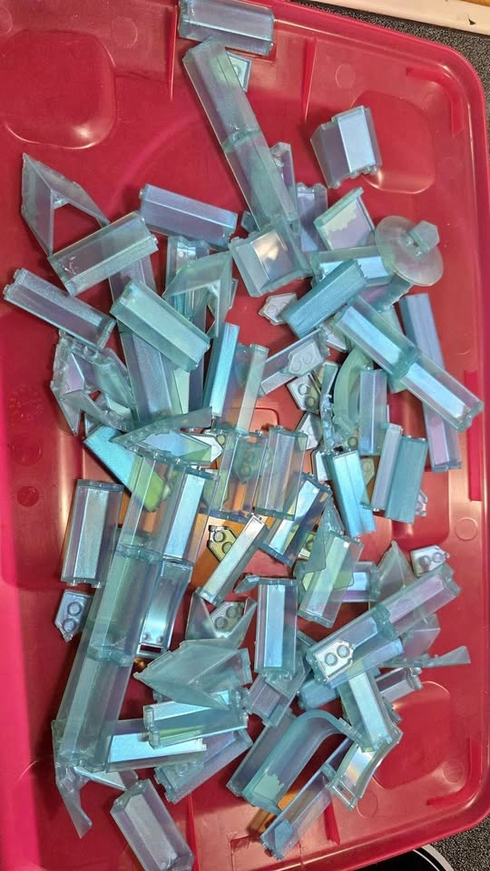 Frosted blue lego pieces