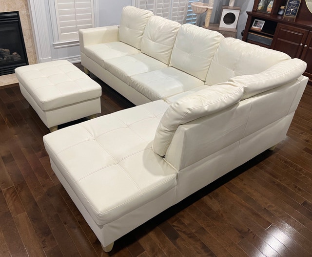 Sofa and Chaise with Ottoman - Faux Leather - photo 2