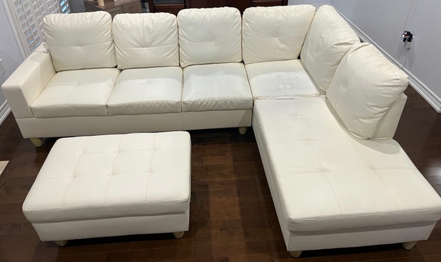 Sofa and Chaise with Ottoman - Faux Leather - photo 3