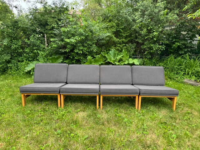 Modular Indoor/Outdoor Oak Lounge Chairs