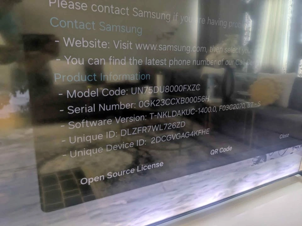 75" Samsung 4K Smart TV (Model: UN75DU8000)