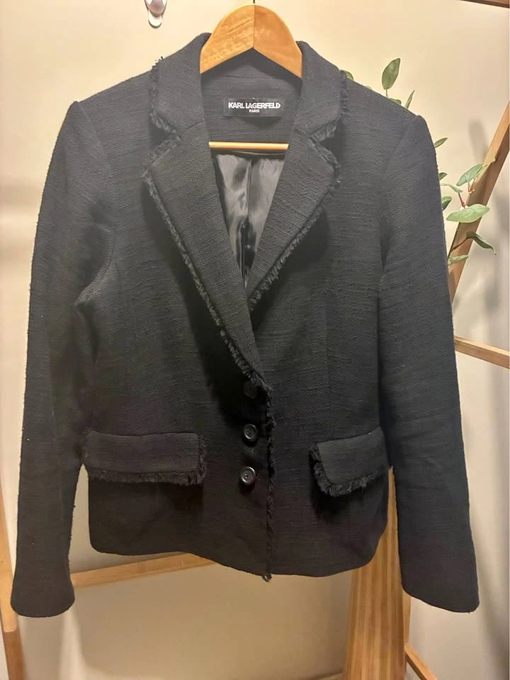 Karl Lagerfeld Black Tweed Blazer size Med