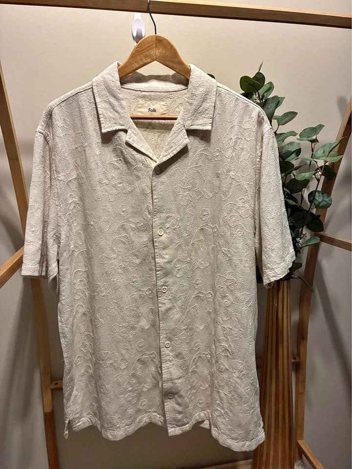 FOLK Cream Embroidered Shirt size XL