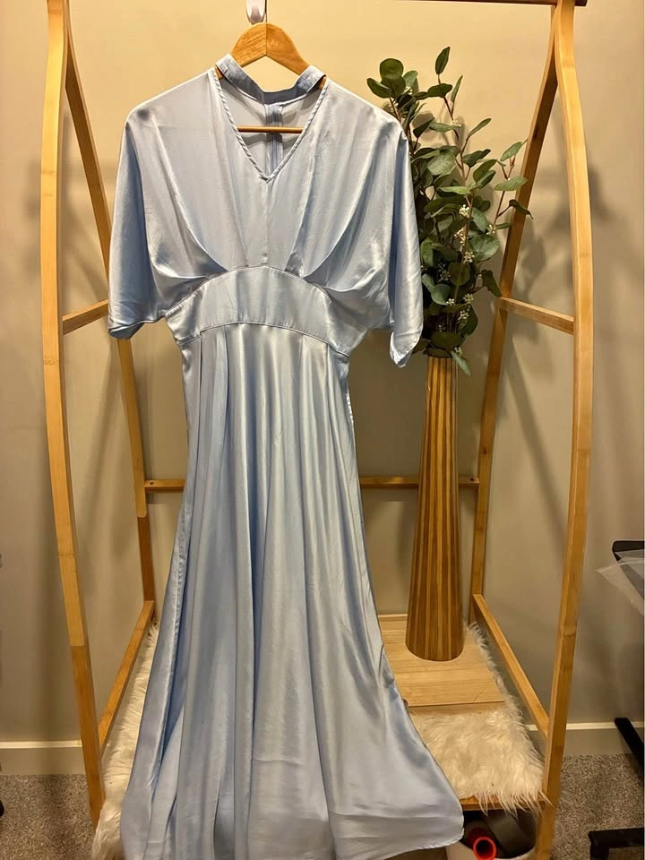 Silk Mason 100% Mulberry Silk Light Blue Dress size Med