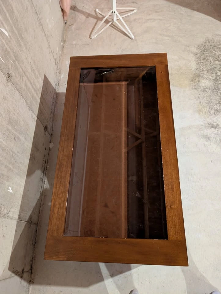 Wood & Glass Top Coffee Table - Top Opens for Storage - photo 2