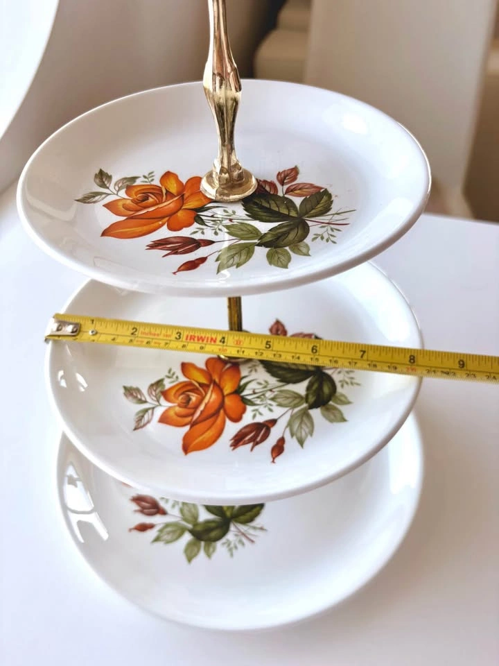 Vintage Biltons Staffordshire 3-Tier Cake Stand Floral Roses - photo 5