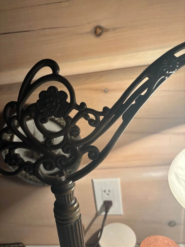 Vintage Art Deco Bridge Desk Lamp with Frosted Glass Shade - photo 2