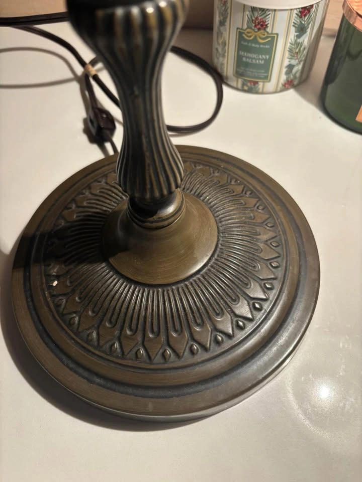 Vintage Art Deco Bridge Desk Lamp with Frosted Glass Shade - photo 3