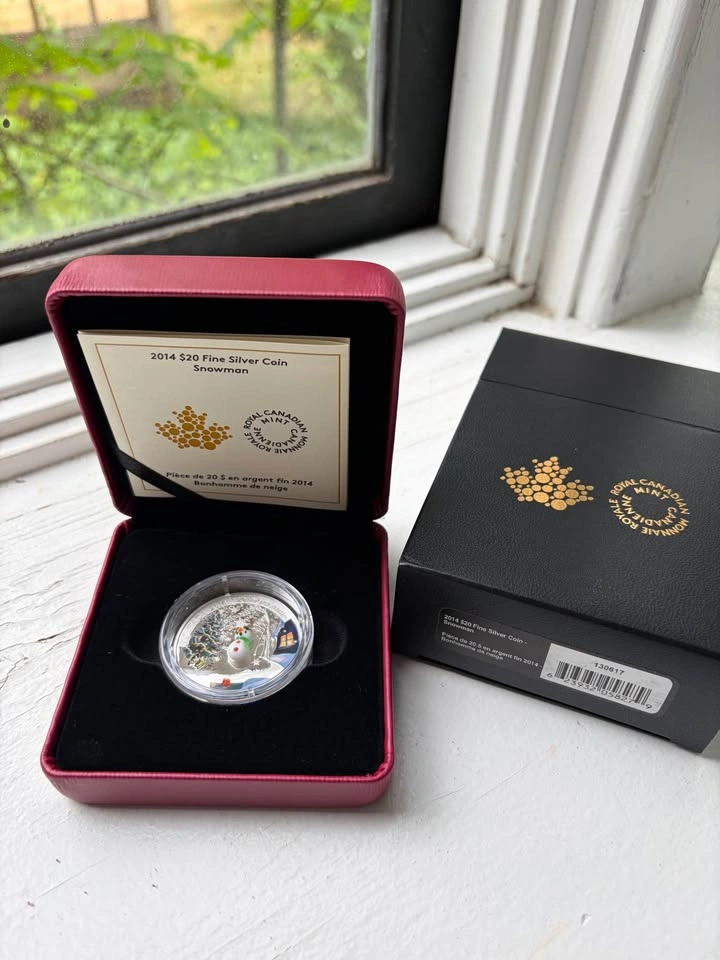 2014 $20 Silver Coin with Venetian Glass Snowman - photo 3