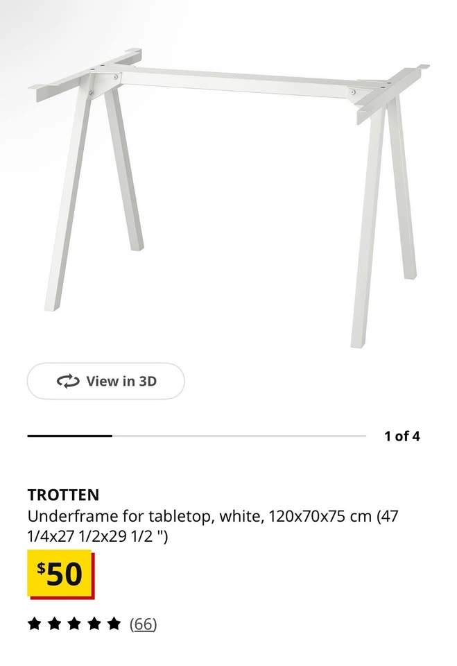 ikea TROTTEN white Underframe for desk tabletop