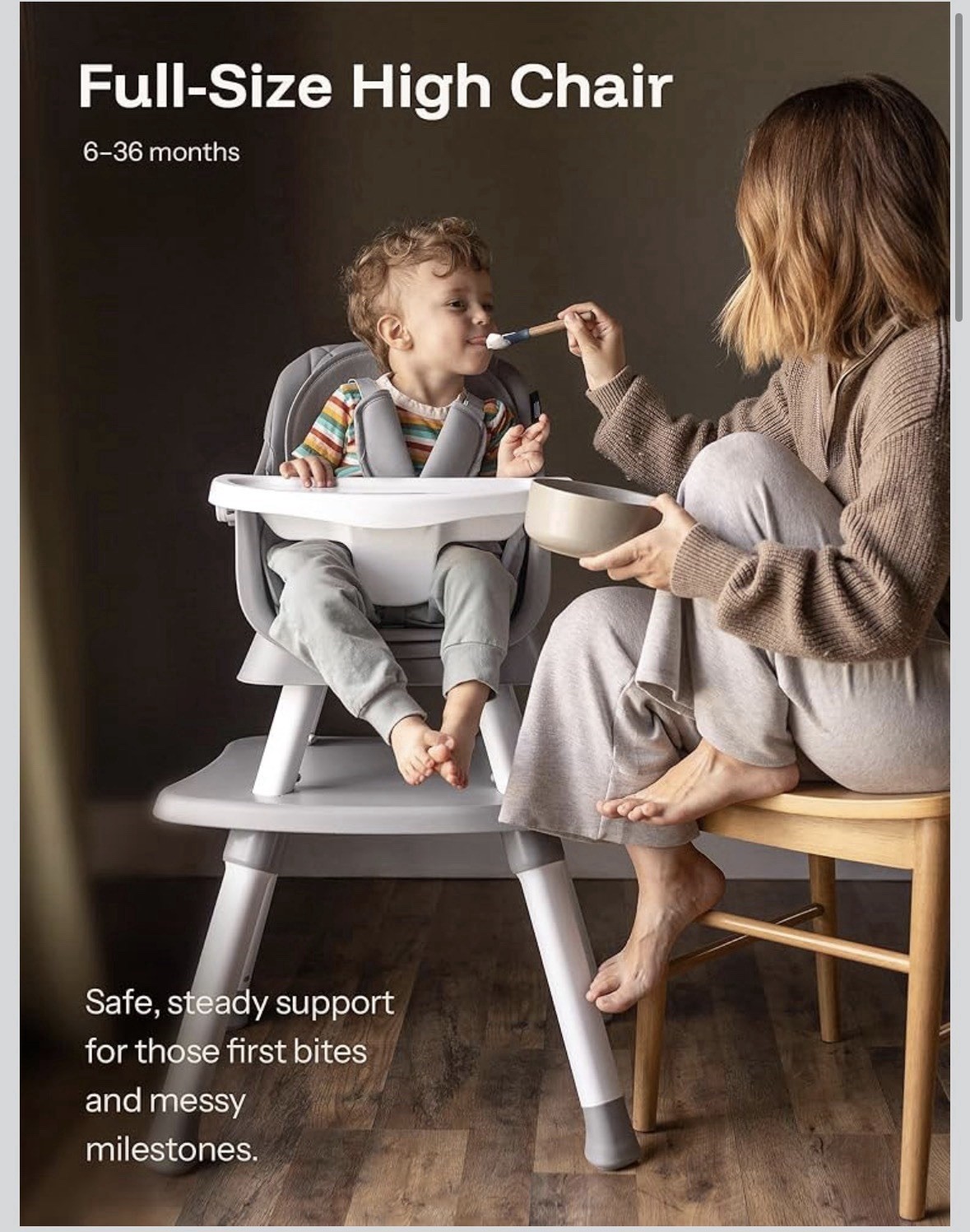 HARPPA Moro Convertible Baby High Chair Gray Removable Tray - photo 2