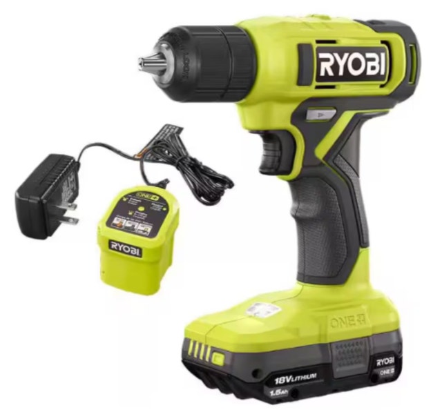 Ryobi 18v lithium 1.5Ah drill with battery and charger